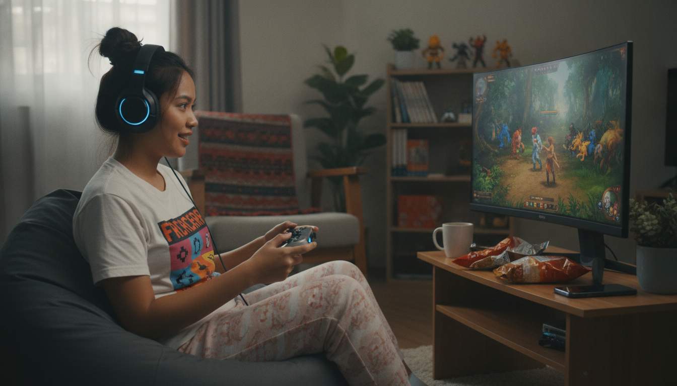 Welcome to PISOWIN Welcoming image of a woman enjoying online gaming